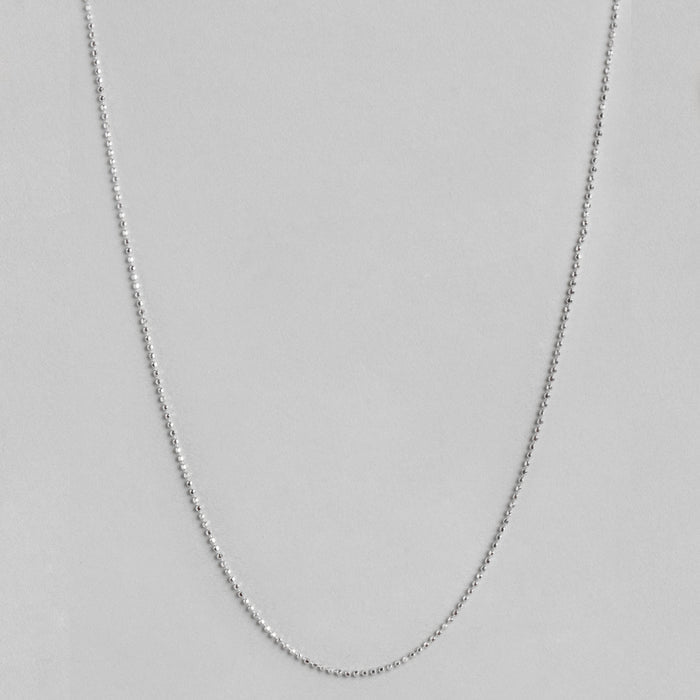 Classic Beaded Rhodium Plated 925 Sterling Silver Chain