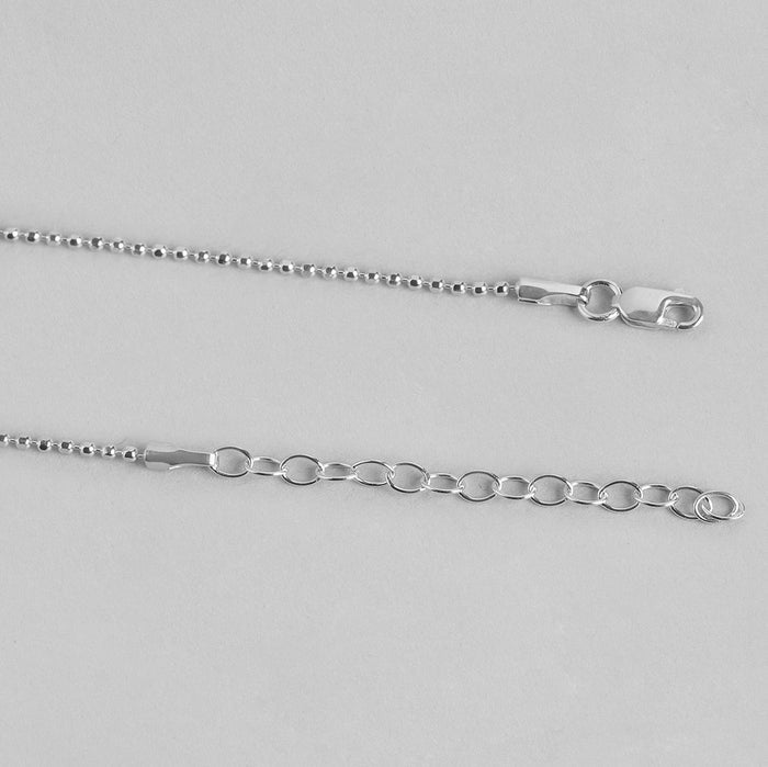 Classic Beaded Rhodium Plated 925 Sterling Silver Chain