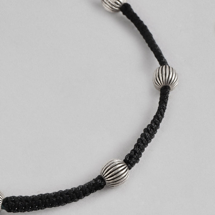 Classic Beads in Rhodium Plating 925 Sterling Silver Thread Anklet