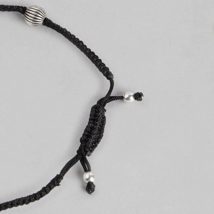 Classic Beads in Rhodium Plating 925 Sterling Silver Thread Anklet