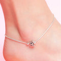 Classic Butterfly Rhodium Plated 925 Sterling Silver Chain Anklet