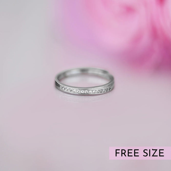 Classic CZ Sheet 925 Silver Female Ring (Adjustable)