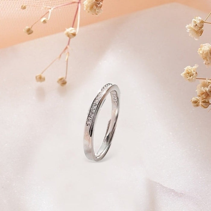 Classic CZ Sheet 925 Silver Female Ring (Adjustable)