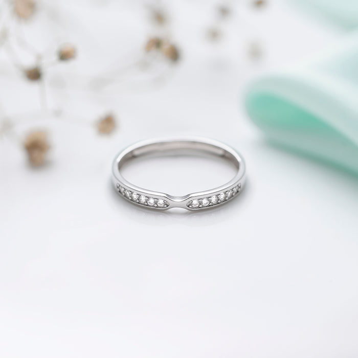 Classic CZ Studded 925 Sterling Silver Rhodium Plated Ring For Him (Adjustable)