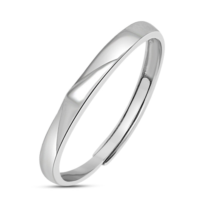 Classic Elegance Rhodium Plated 925 Silver Mens Ring (Adjustable)