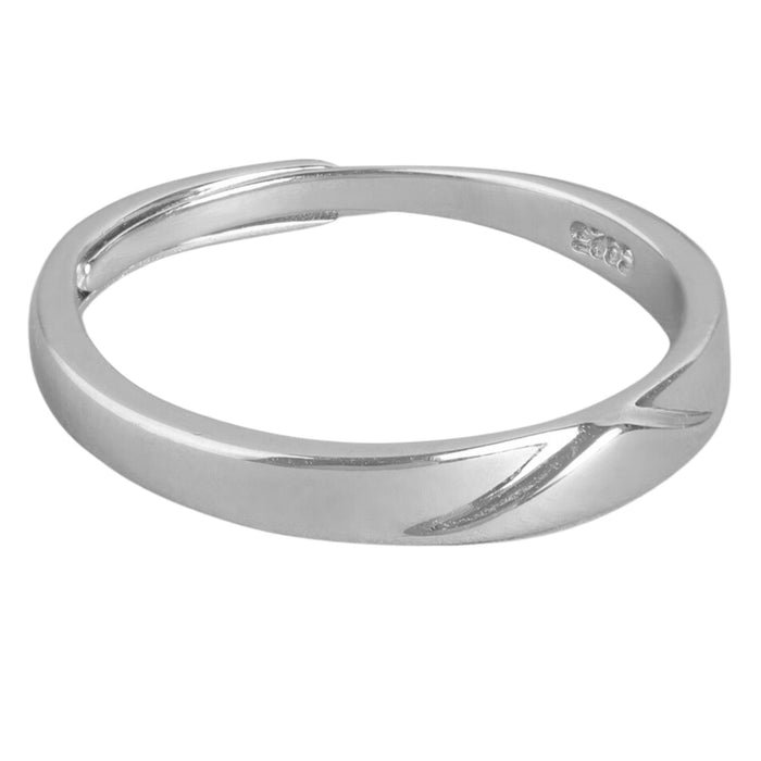 Classic Elegance Rhodium Plated 925 Silver Mens Ring (Adjustable)