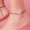 Classic Floral Rhodium Plated 925 Sterling Silver Thread Anklet