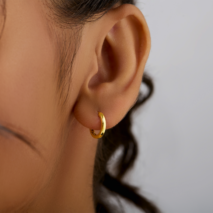 Classic Gold Plated 925 Sterling Silver Half Hoop Earrings