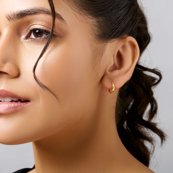 Classic Gold Plated 925 Sterling Silver Half Hoop Earrings