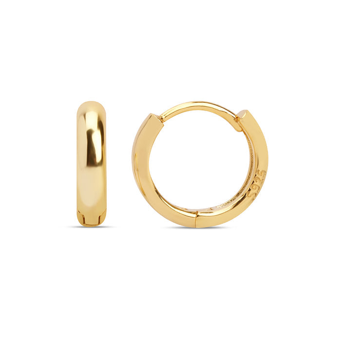 Classic Gold Plated 925 Sterling Silver Half Hoop Earrings