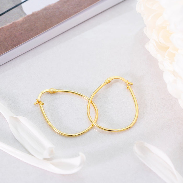 Classic Gold-Plated 925 Sterling Silver Hoop Earrings