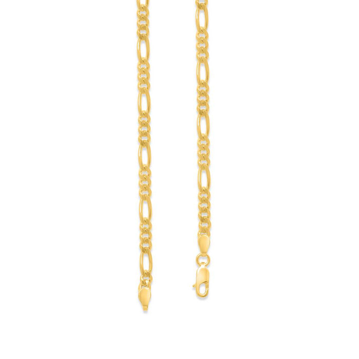 Classic Gold-Plated 925 Sterling Silver Men's Figaro Chain