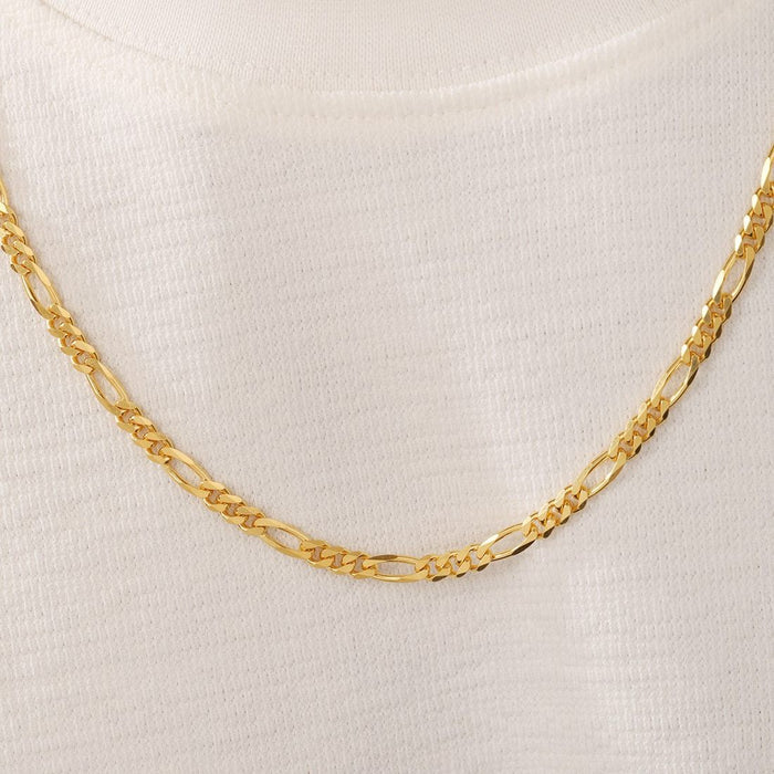 Classic Gold-Plated 925 Sterling Silver Men's Figaro Chain