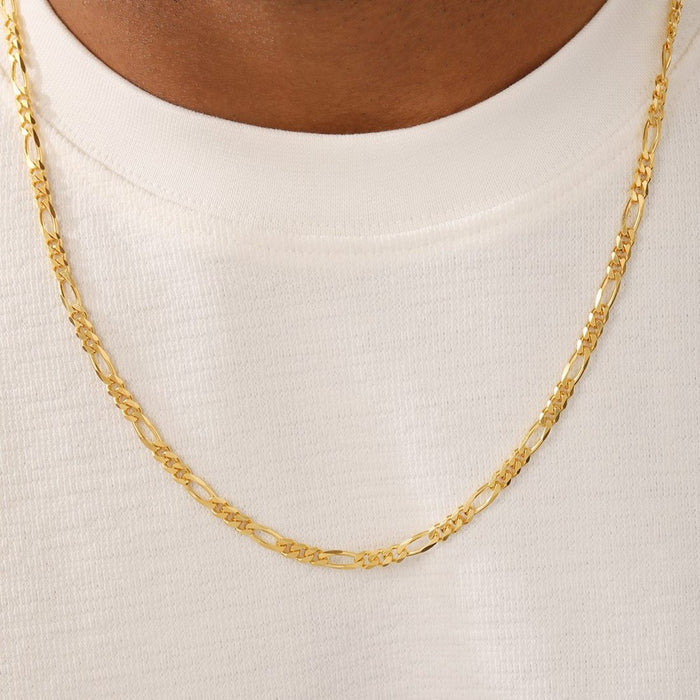 Classic Gold-Plated 925 Sterling Silver Men's Figaro Chain