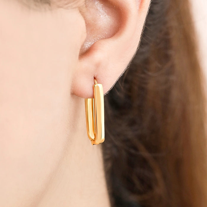 925 Sterling Silver Classic Gold Plated Geometrical Hoop Earring for Women – Zavya