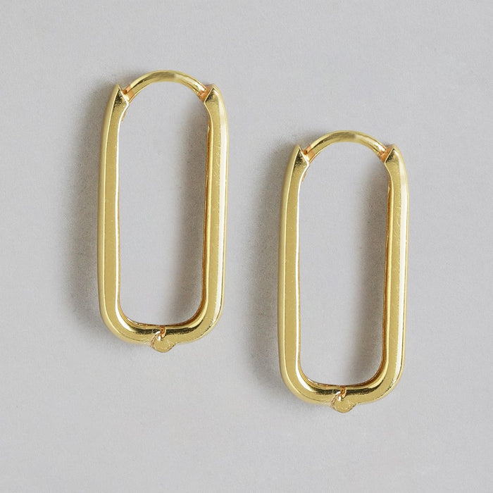 Rectangular gold plated 925 Sterling Silver hoop earrings for women. Modern geometric jewellery – Zavya