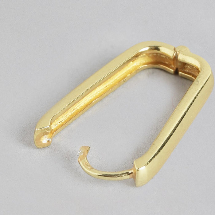 Open gold plated rectangular geometric hoop earring for women in 925 Sterling Silver – Zavya