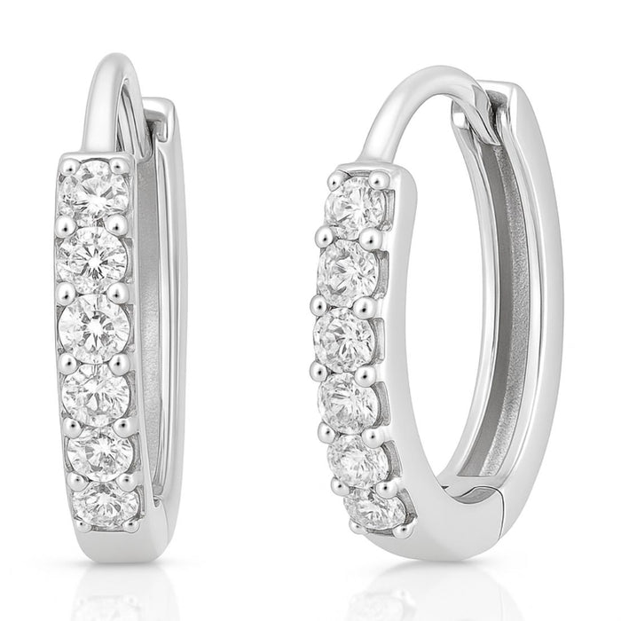 925 Sterling Silver hoop earrings for women studded with sparkling stones. Fine jewellery – Zavya
