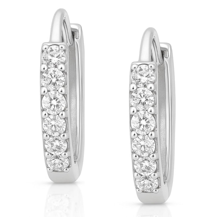 925 Sterling Silver hoop earrings for women set with sparkling clear stones. Elegant jewellery – Zavya