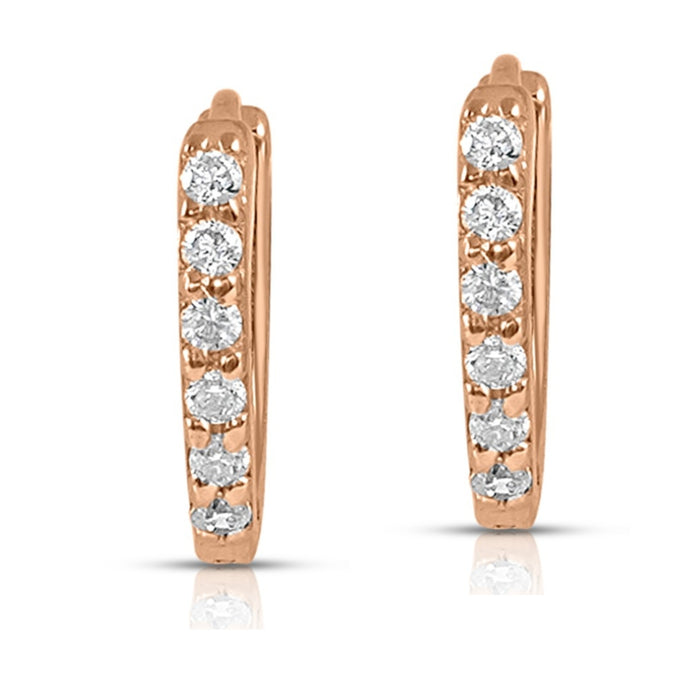 Rose gold 925 Sterling Silver hoop earrings for women, studded with sparkling clear stones. – Zavya
