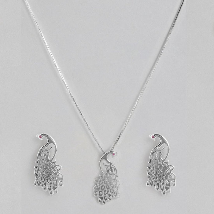 Classic Peacock Rhodium Plated 925 Sterling Silver Jewellery Sets