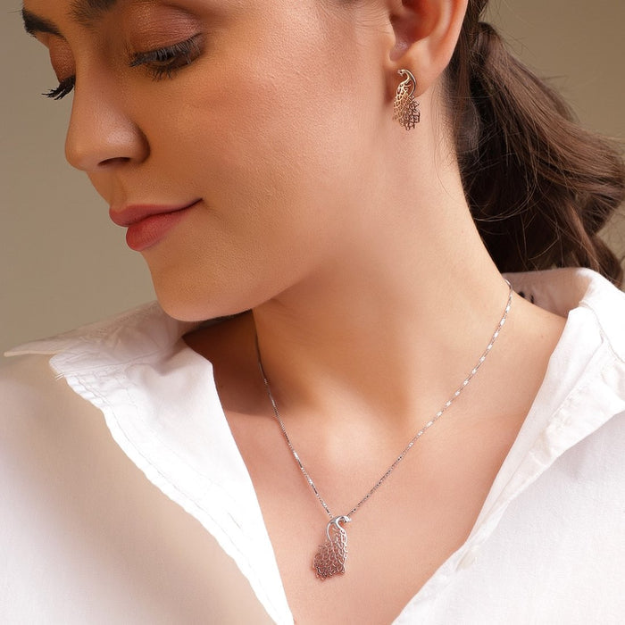 Classic Peacock Rose Gold Plated 925 Sterling Silver Jewellery Sets