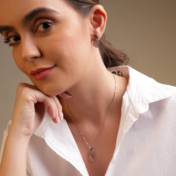 Classic Peacock Rose Gold Plated 925 Sterling Silver Jewellery Sets