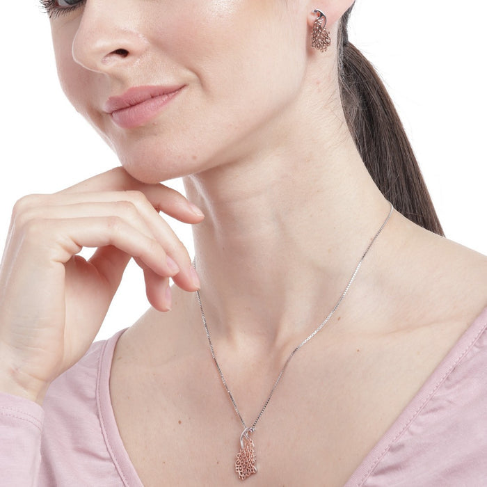 Classic Peacock Rose Gold Plated 925 Sterling Silver Jewellery Sets