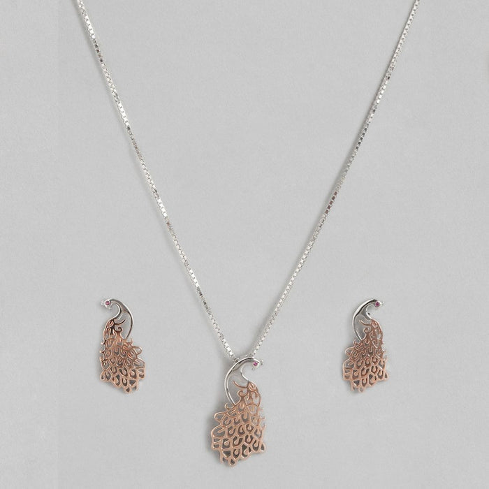 Classic Peacock Rose Gold Plated 925 Sterling Silver Jewellery Sets