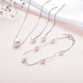 Classic Pearl Rhodium Plated 925 Sterling Silver Jewellery Set