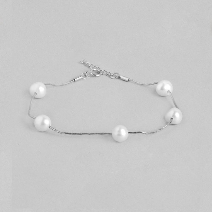 Classic Pearl Rhodium Plated 925 Sterling Silver Jewellery Set
