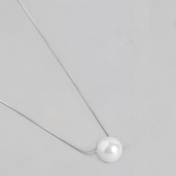 Classic Pearl Rhodium Plated 925 Sterling Silver Jewellery Set