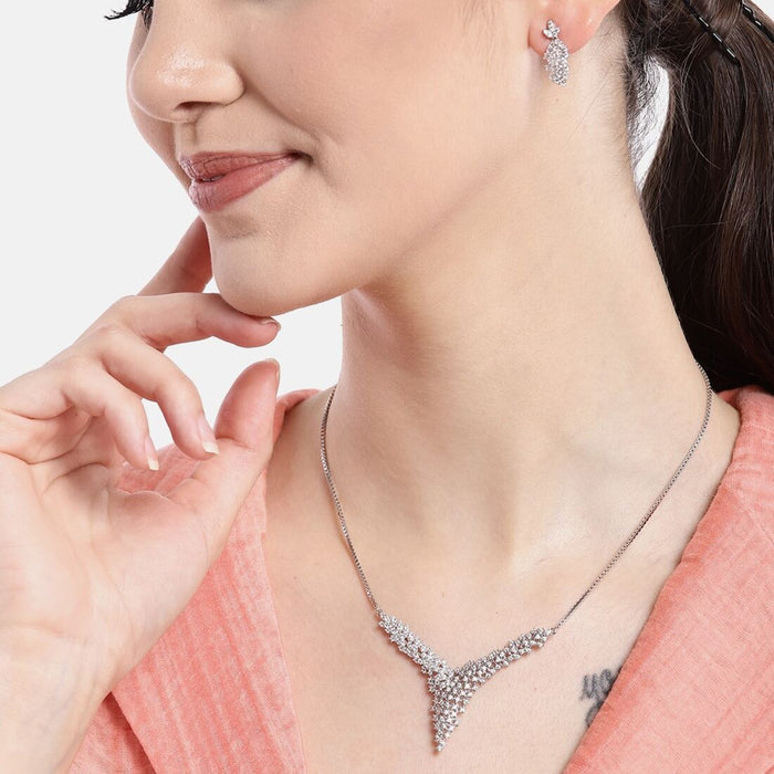 Classic Rhinestone 925 Silver Jewellery Set