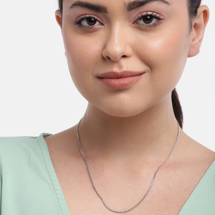 Classic Rhodium Plated 925 Sterling Silver Curb Chain