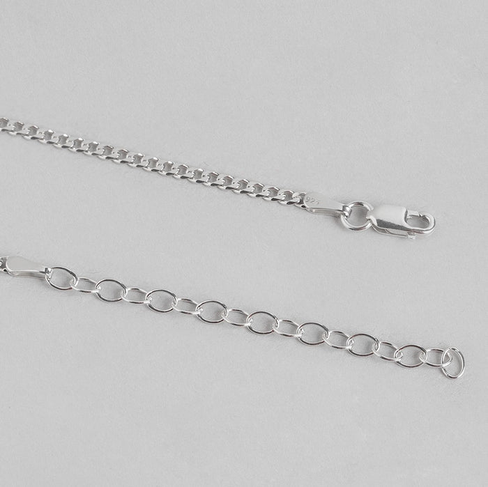 Classic Rhodium Plated 925 Sterling Silver Curb Chain