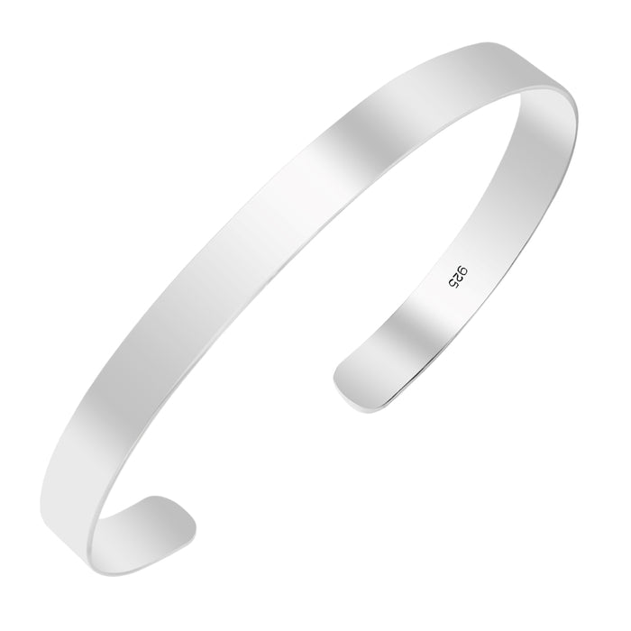 Classic Rhodium Plated 925 Sterling Silver Men's Cuff Bracelet