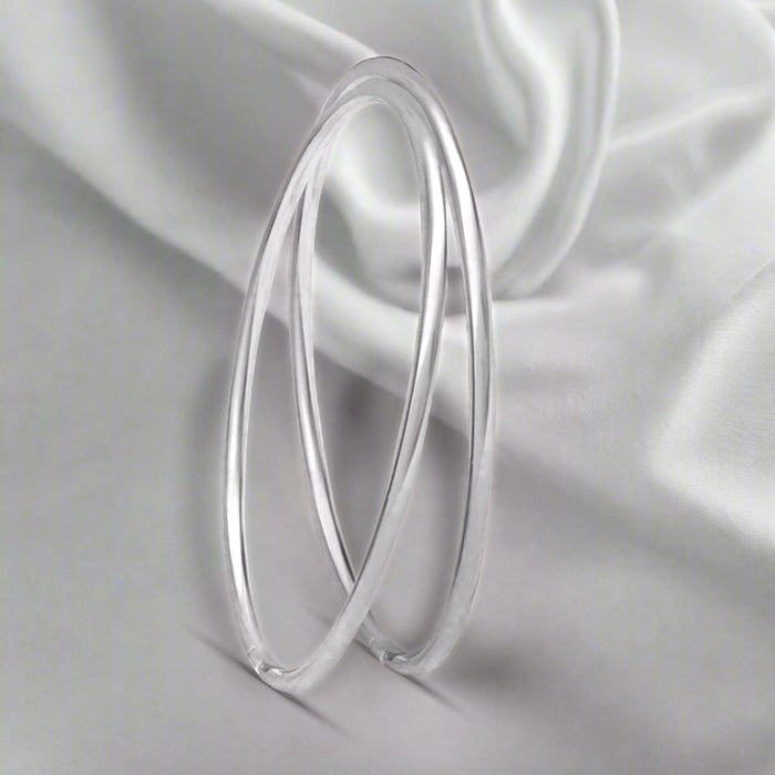 Classic Rhodium Plated 925 Sterling Silver Plain Bangle