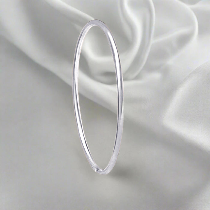 Classic Rhodium Plated 925 Sterling Silver Plain Bangle