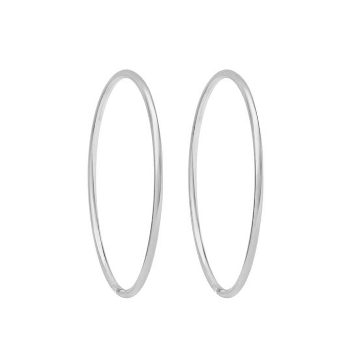 Classic Rhodium Plated 925 Sterling Silver Plain Bangle