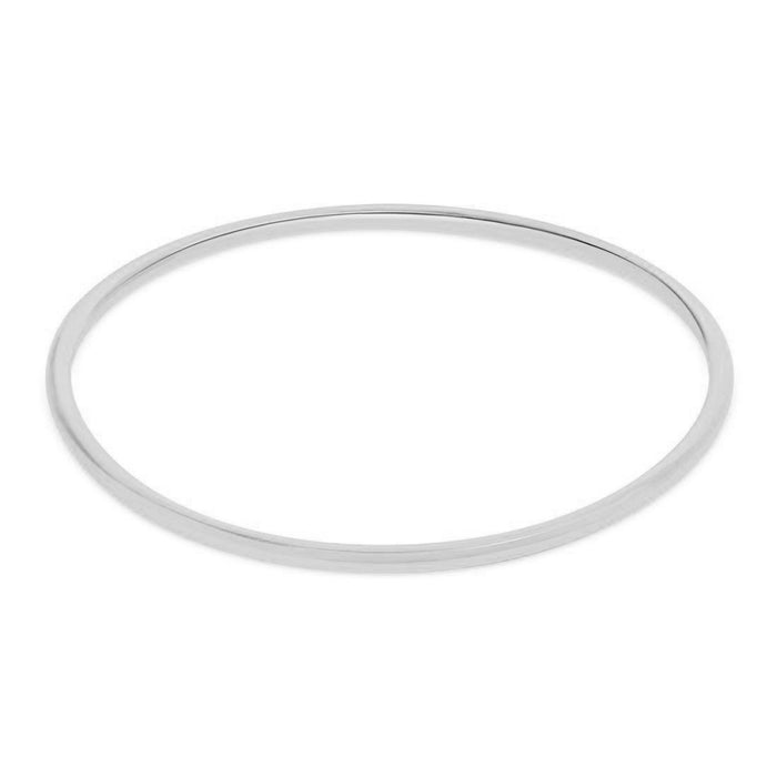 Classic Rhodium Plated 925 Sterling Silver Plain Bangle