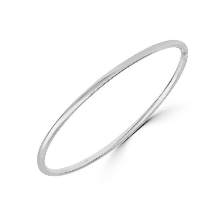 Classic Rhodium Plated 925 Sterling Silver Plain Bangle