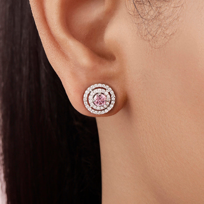 Classic Rhodium Plated 925 Sterling Silver Stud Earrings