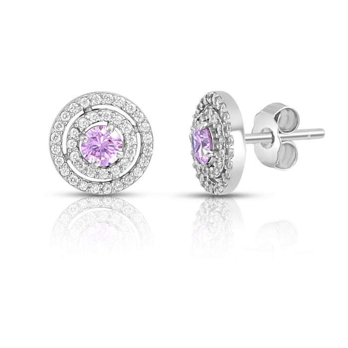 Classic Rhodium Plated 925 Sterling Silver Stud Earrings
