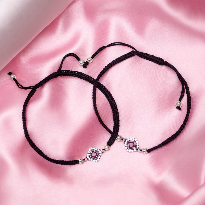Classic Rhodium Plated Beaded 925 Sterling Silver Anklet