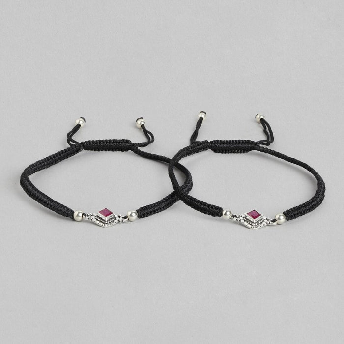 Classic Rhodium Plated Beaded 925 Sterling Silver Anklet