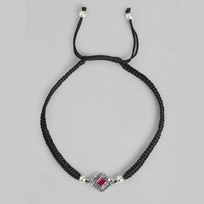 Classic Rhodium Plated Beaded 925 Sterling Silver Anklet