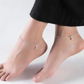 Classic Rhodium Plated Drop 925 Sterling Silver Chain Anklet