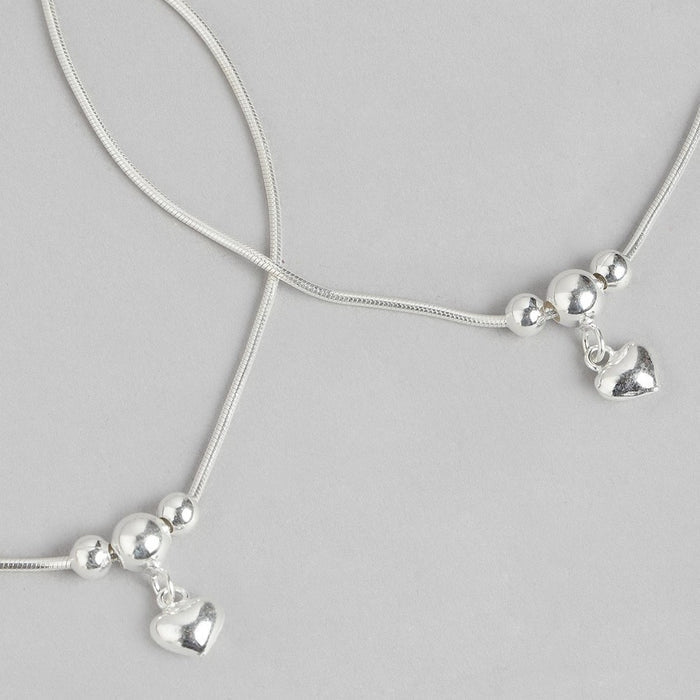 Classic Rhodium Plated Drop 925 Sterling Silver Chain Anklet