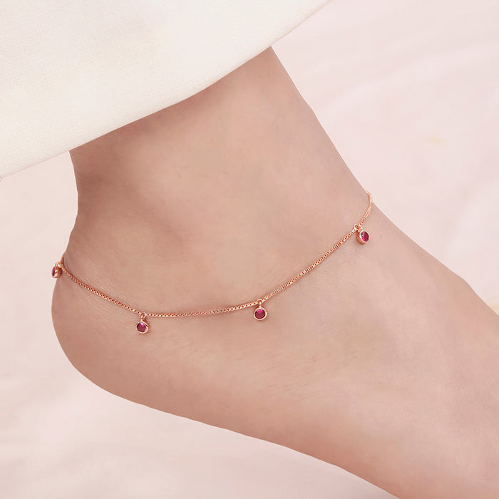 Classic Rose Gold Plated 925 Sterling Silver Anklet