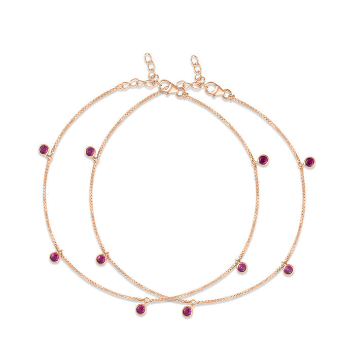 Classic Rose Gold Plated 925 Sterling Silver Anklet